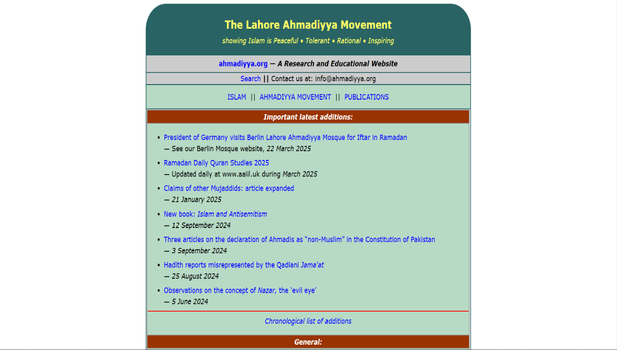 Ahmadiyya.org | Islamic Institute of Lahore Ahmadiyya Society