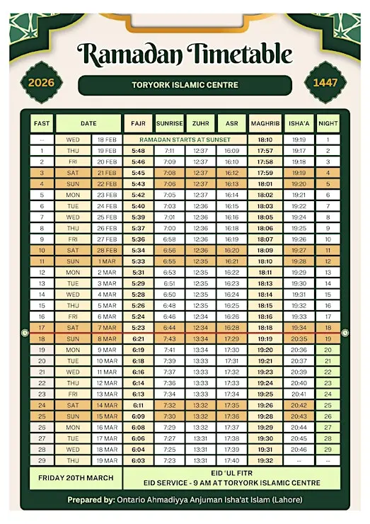 OAAIIL – Ramadan 2026 Iftar Table | Lahore Ahmadiyya Movement | Lahore Ahmadiyya | Lahore Ahmadiyya Society | LA-Society | AAIIL Official Website